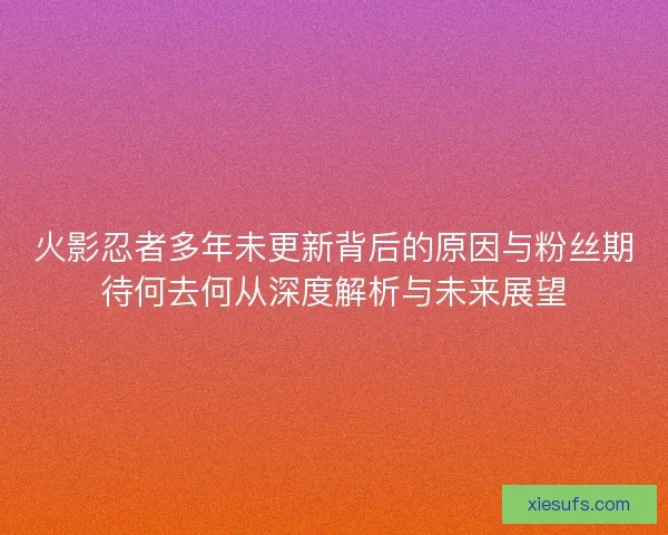 火影忍者多年未更新背后的原因与粉丝期待何去何从深度解析与未来展望